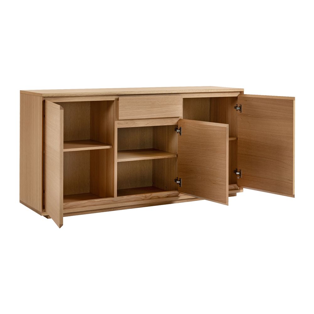 Meuble bas 3 portes placage chêne naturel