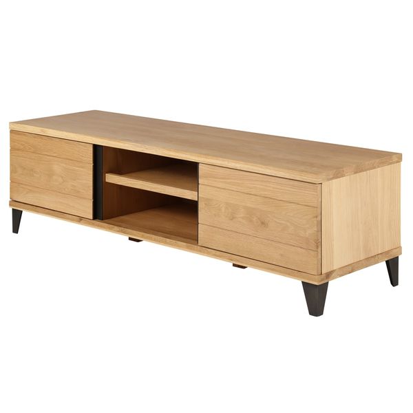 Meuble TV chêne et métal 150 cm 2 portes Manhattan