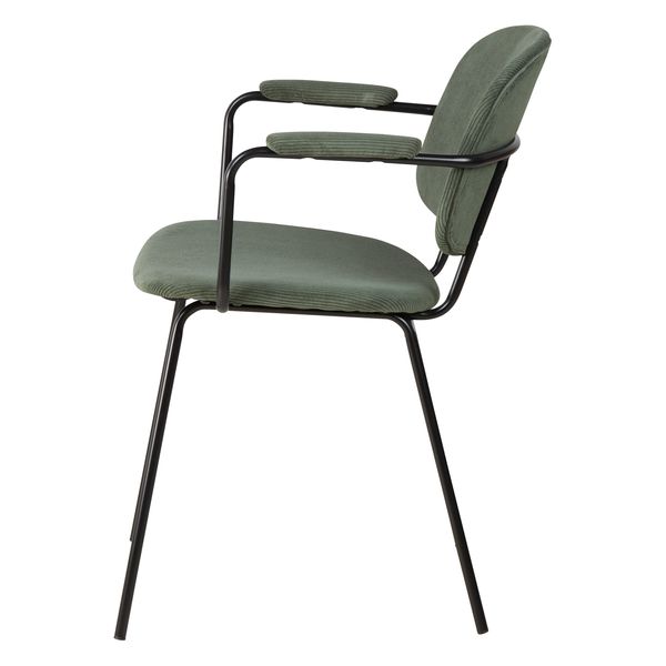 Chaise accoudoirs velours côtelé vert sapin Aston
