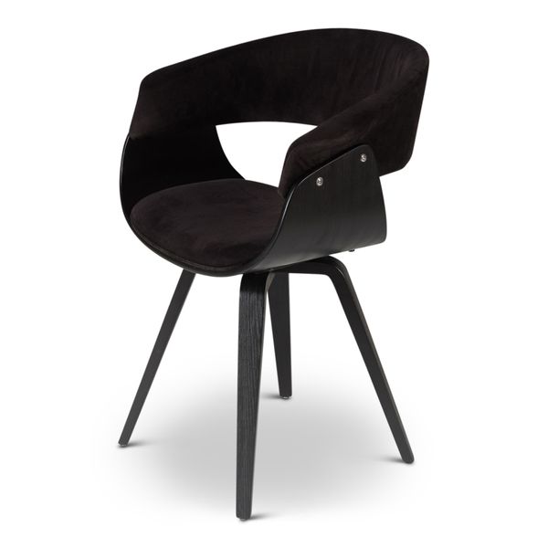 Chaise design accoudoirs velours noir Kyo