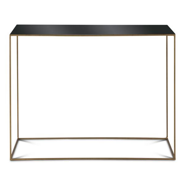 Console en métal gris bleu et laiton de 100 cm Olia