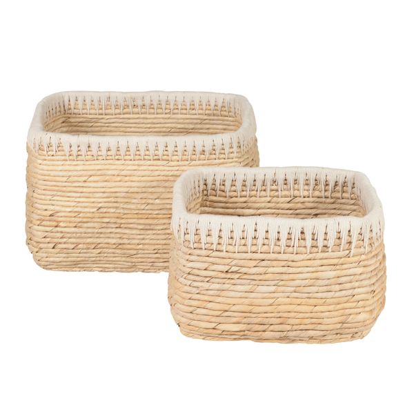Panier rectangulaire tressage Abaca et corde Rop (set de 2)