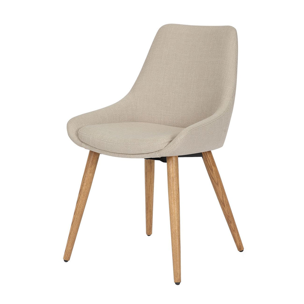 Chaise repas tissu crème pieds chêne foncé BARI