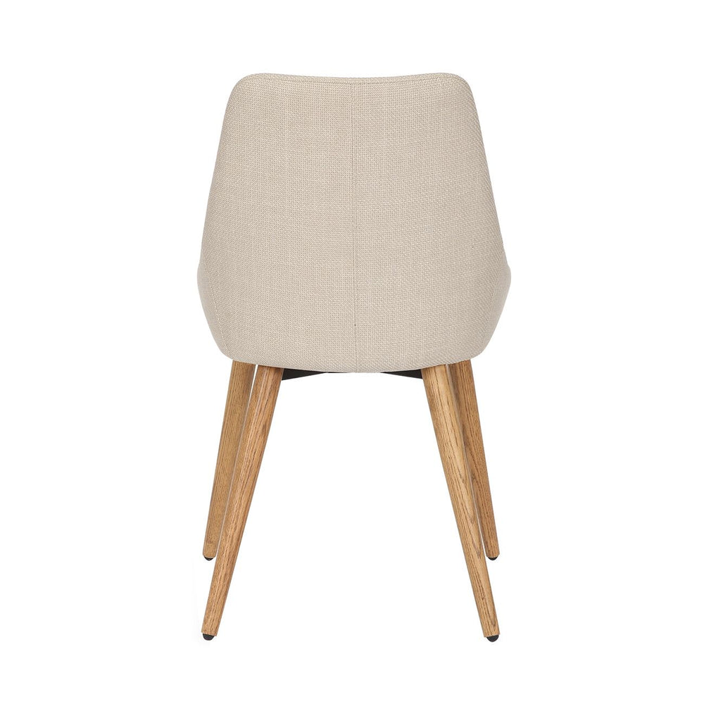 Chaise repas tissu crème pieds chêne foncé BARI