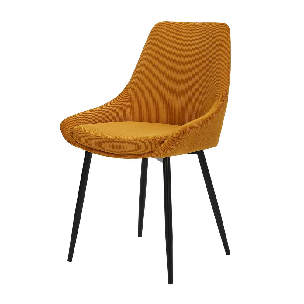 Chaise en velours côtelé jaune curry BARI