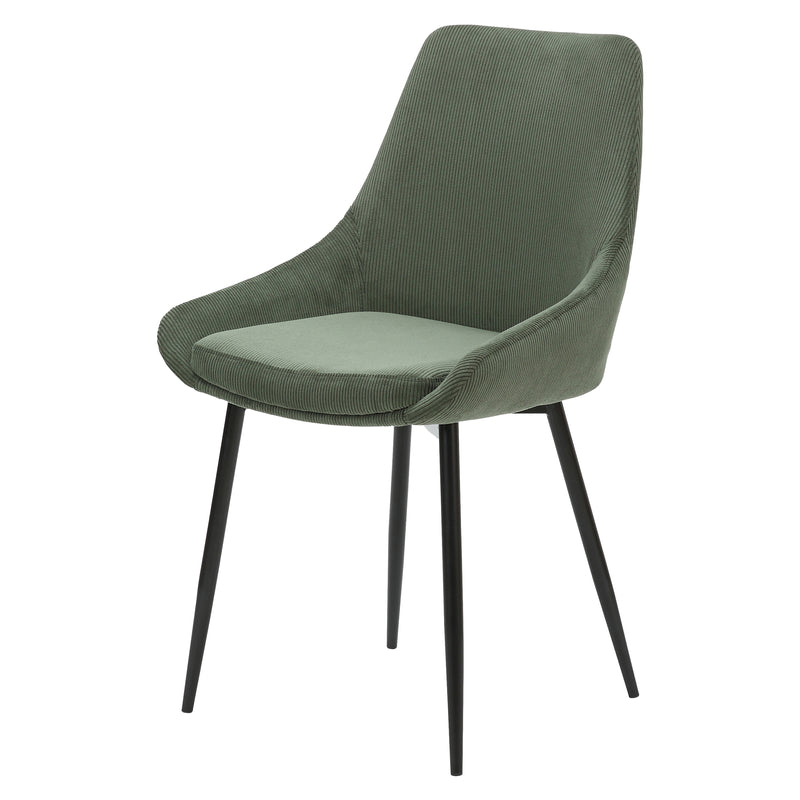 Chaise en velours côtelé vert kaki BARI