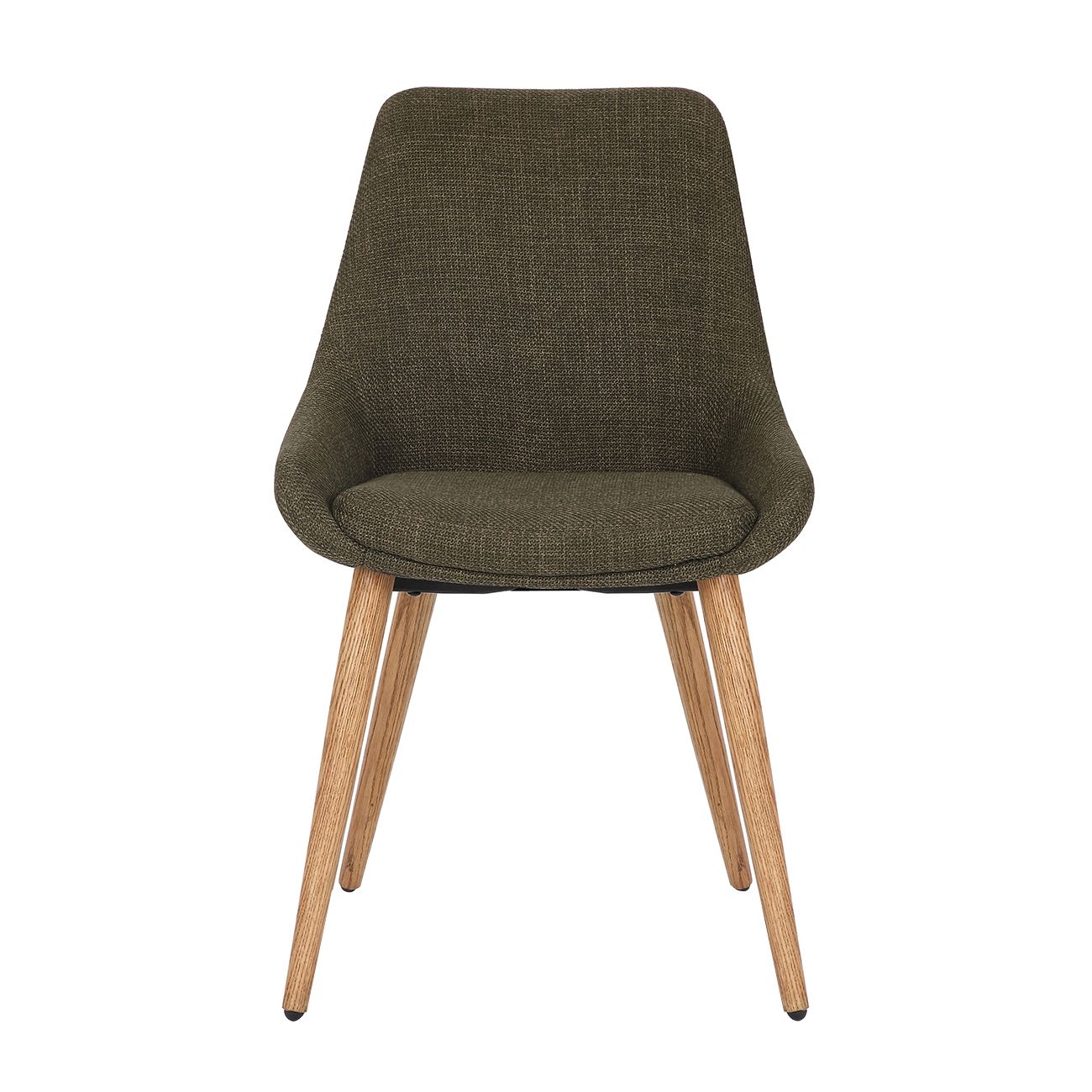 Chaise repas tissu kaki pieds chêne foncé BARI