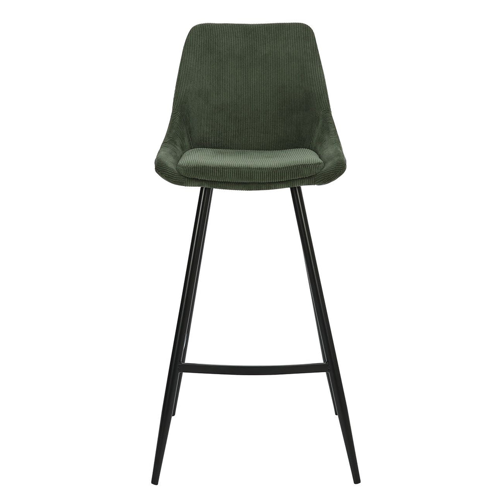 Chaise de bar velours côtelé vert sapin BARI