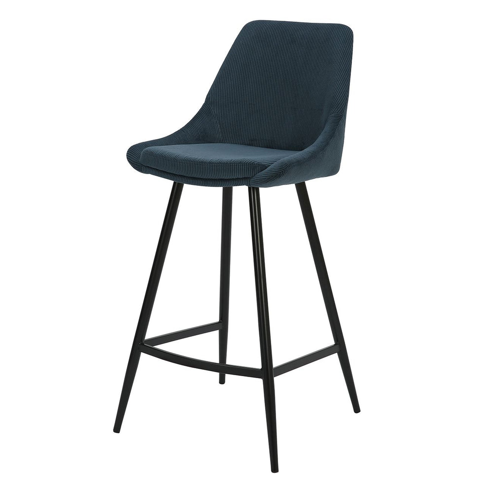 Chaise snack en velours côtelé bleu foncé BARI