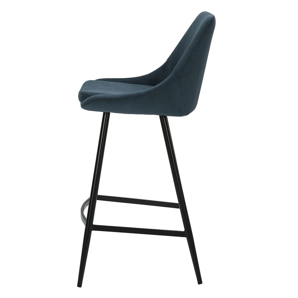 Chaise snack en velours côtelé bleu foncé BARI