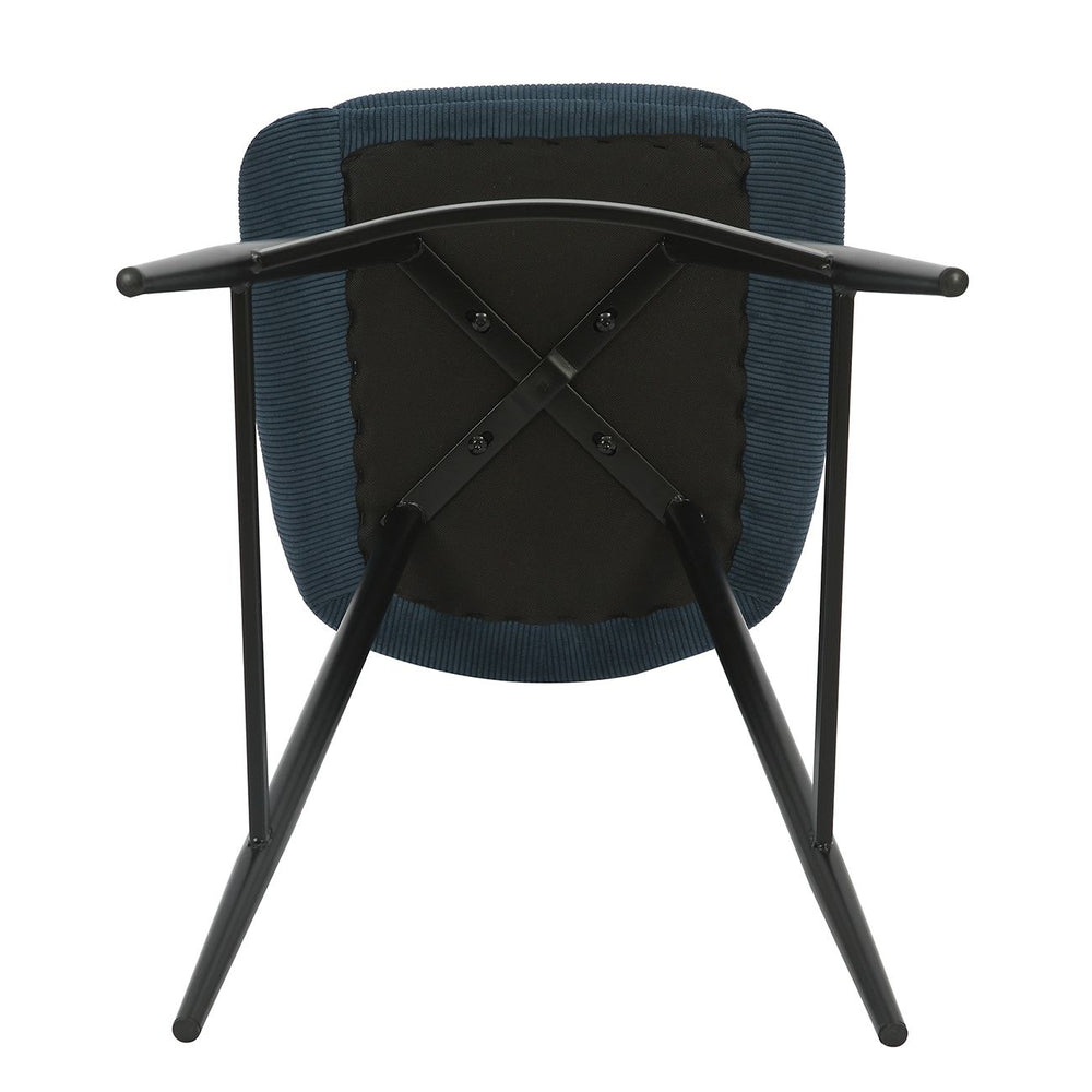 Chaise snack en velours côtelé bleu foncé BARI