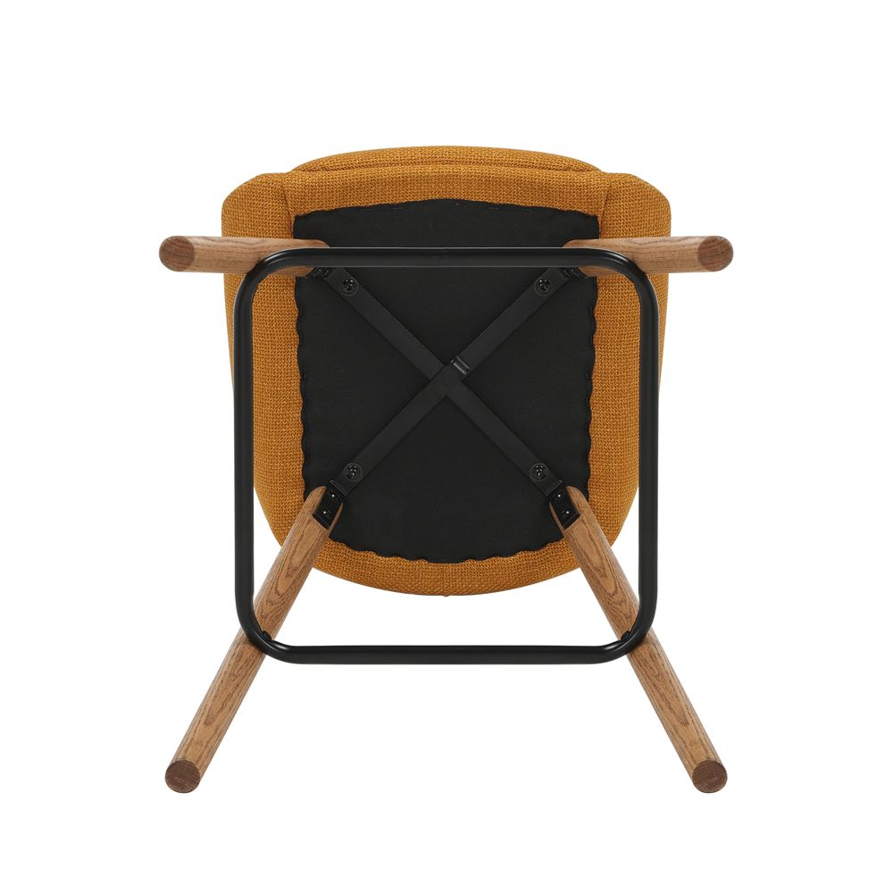 Chaise snack en tissu ocre pied chêne