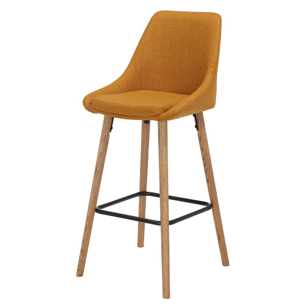 Chaise snack en tissu ocre pied chêne