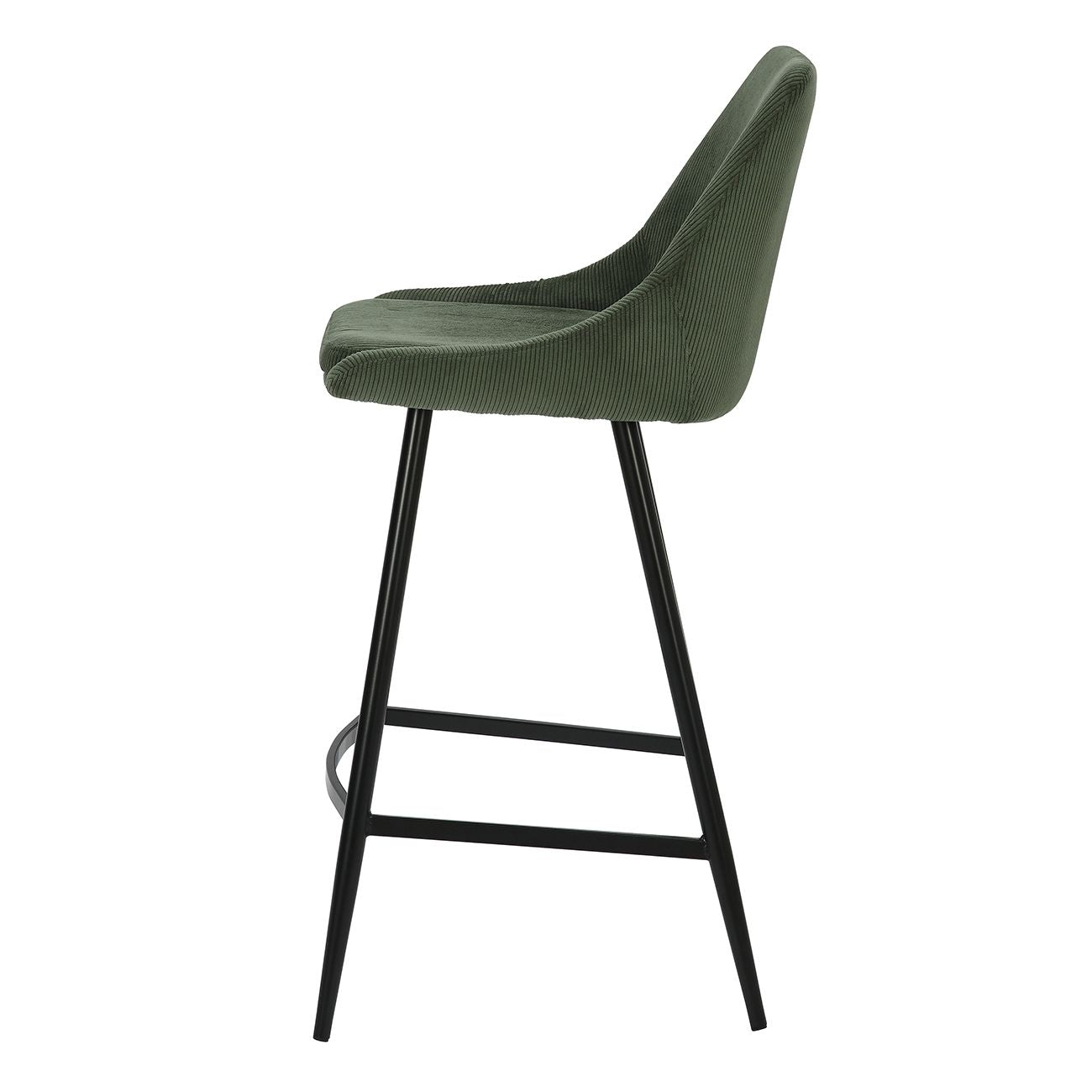Chaise snack en velours côtelé vert sapin BARI