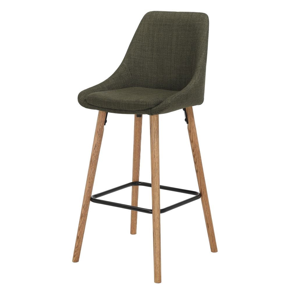 Chaise snack en tissu kaki pied chêne