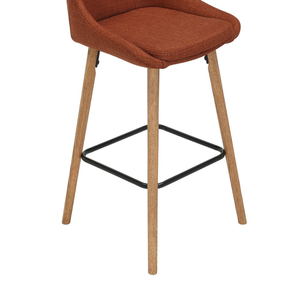 Chaise snack en tissu cognac pied chêne