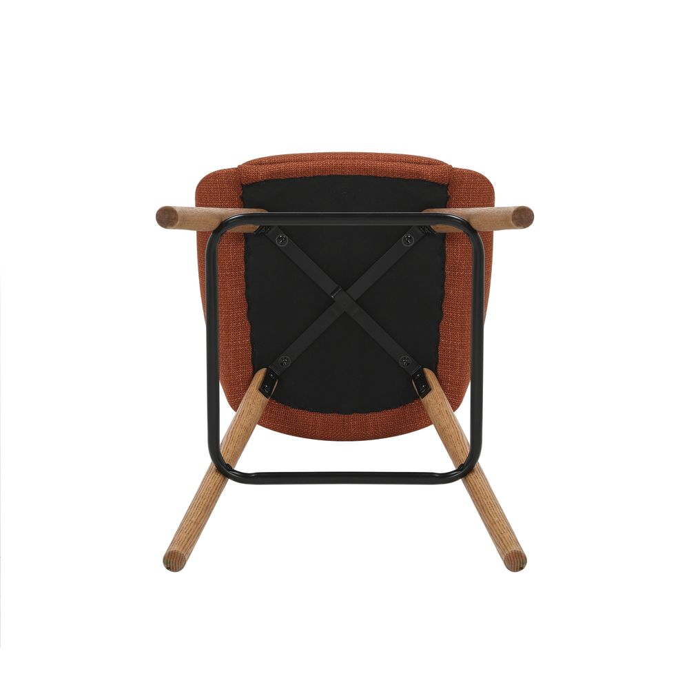 Chaise snack en tissu cognac pied chêne