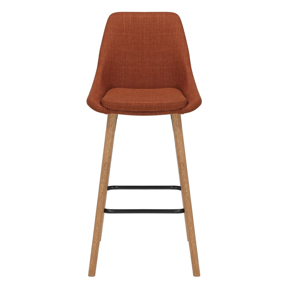 Chaise snack en tissu cognac pied chêne