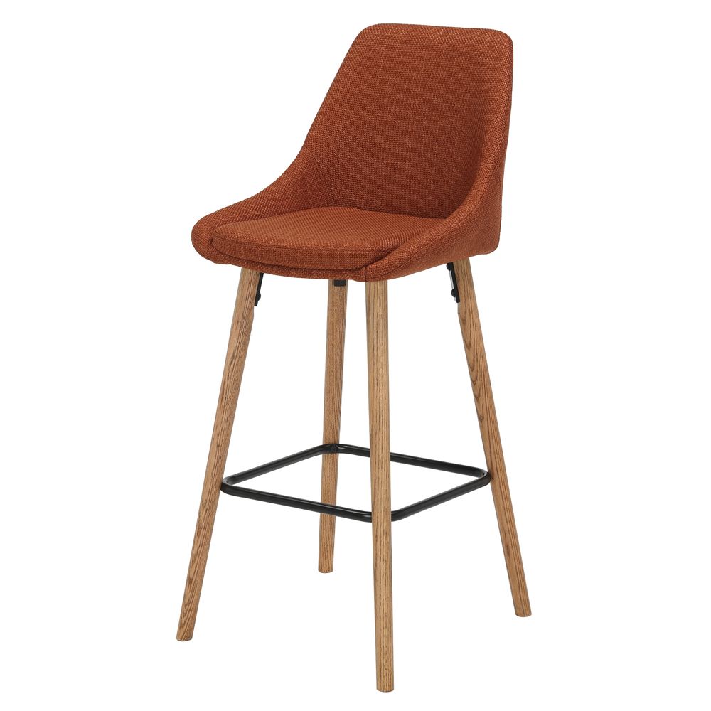 Chaise snack en tissu cognac pied chêne