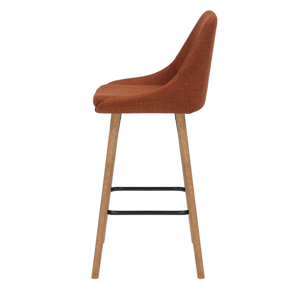 Chaise snack en tissu cognac pied chêne