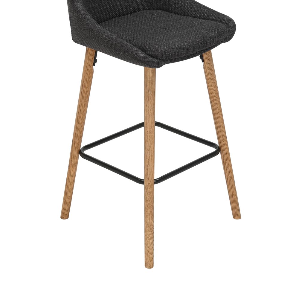 Chaise snack en tissu gris anthracite pied chêne