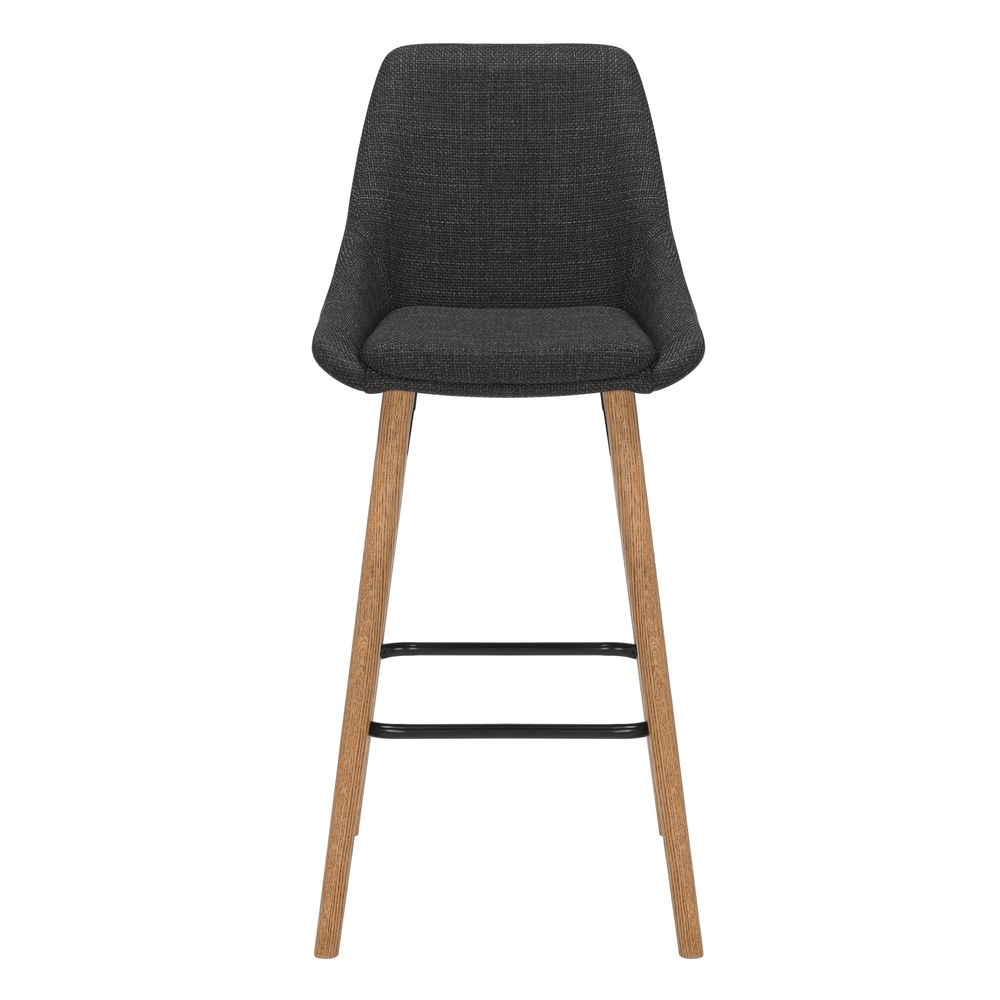 Chaise snack en tissu gris anthracite pied chêne