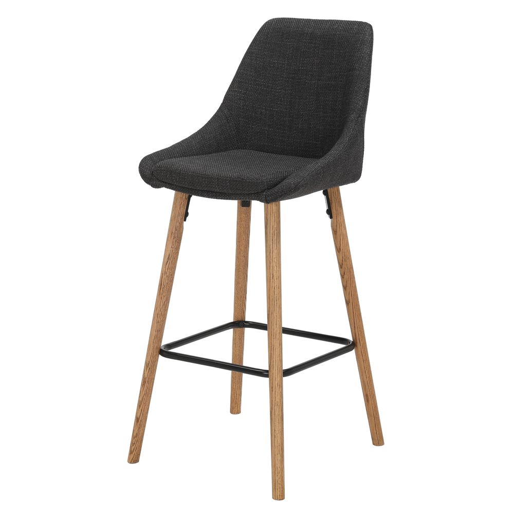 Chaise snack en tissu gris anthracite pied chêne