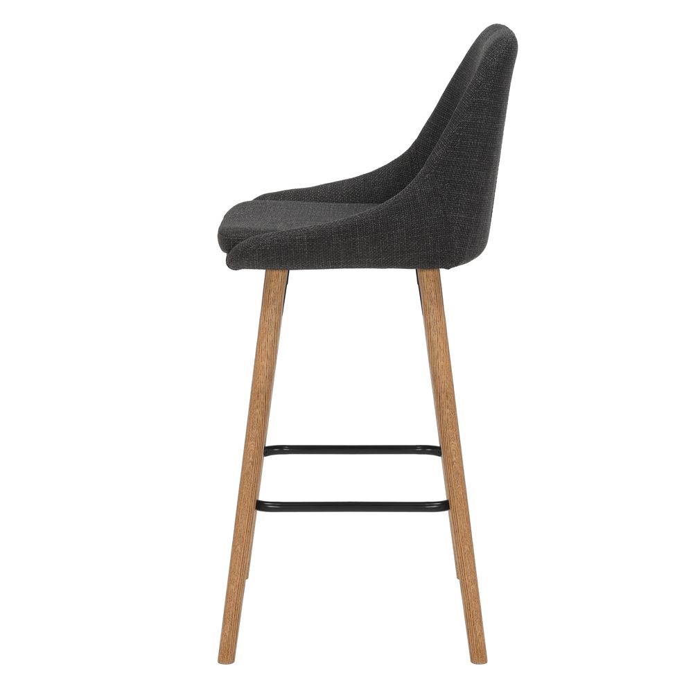 Chaise snack en tissu gris anthracite pied chêne