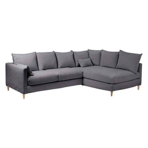 Canapé d'angle tissu recyclé anthracite - Angle droit Figari