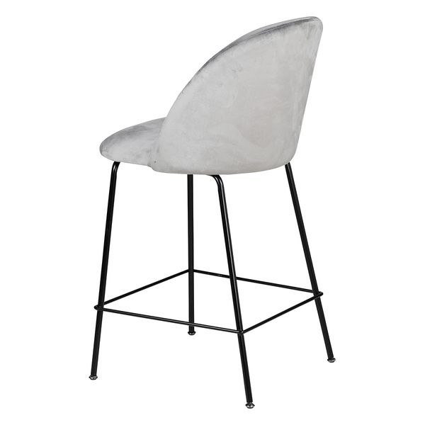 Chaise snack velours gris clair pieds métal noir YATA