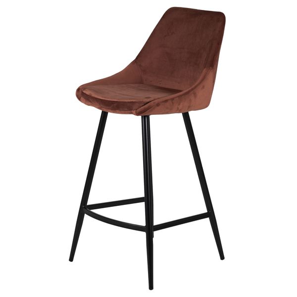 Chaise plan de travail velours marron et pieds métal BARI