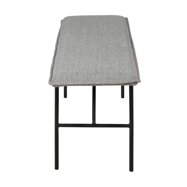 Banc moderne tissu gris clair 134 cm piètement métal noir mat Lucce
