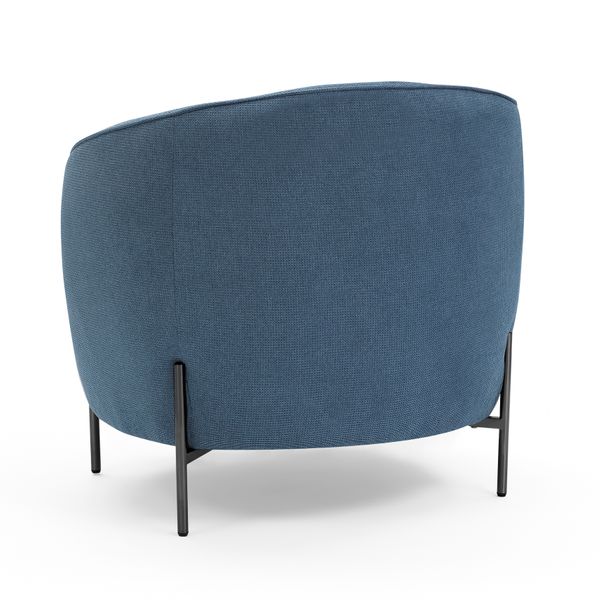 Fauteuil tissu bleu foncé pieds noirs Moon
