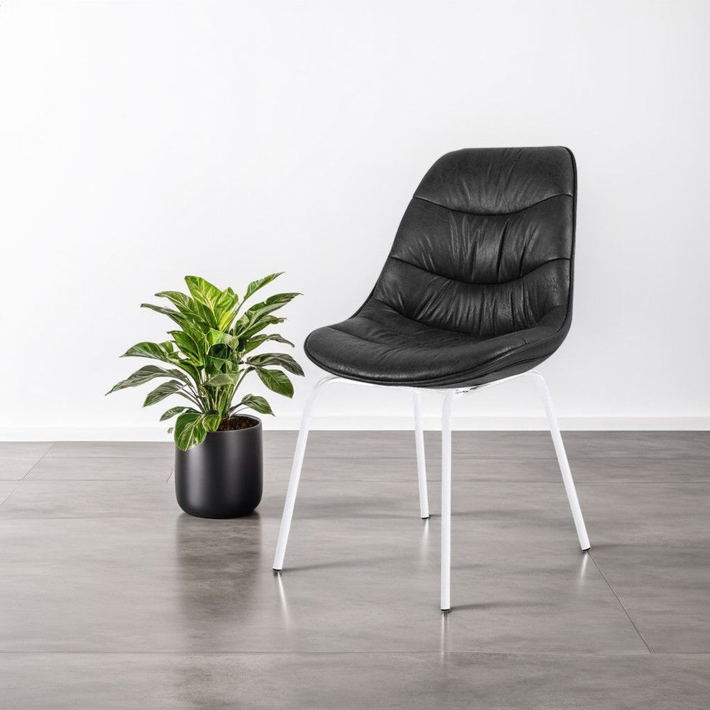 Chaise noire pied métal blanc BILLY