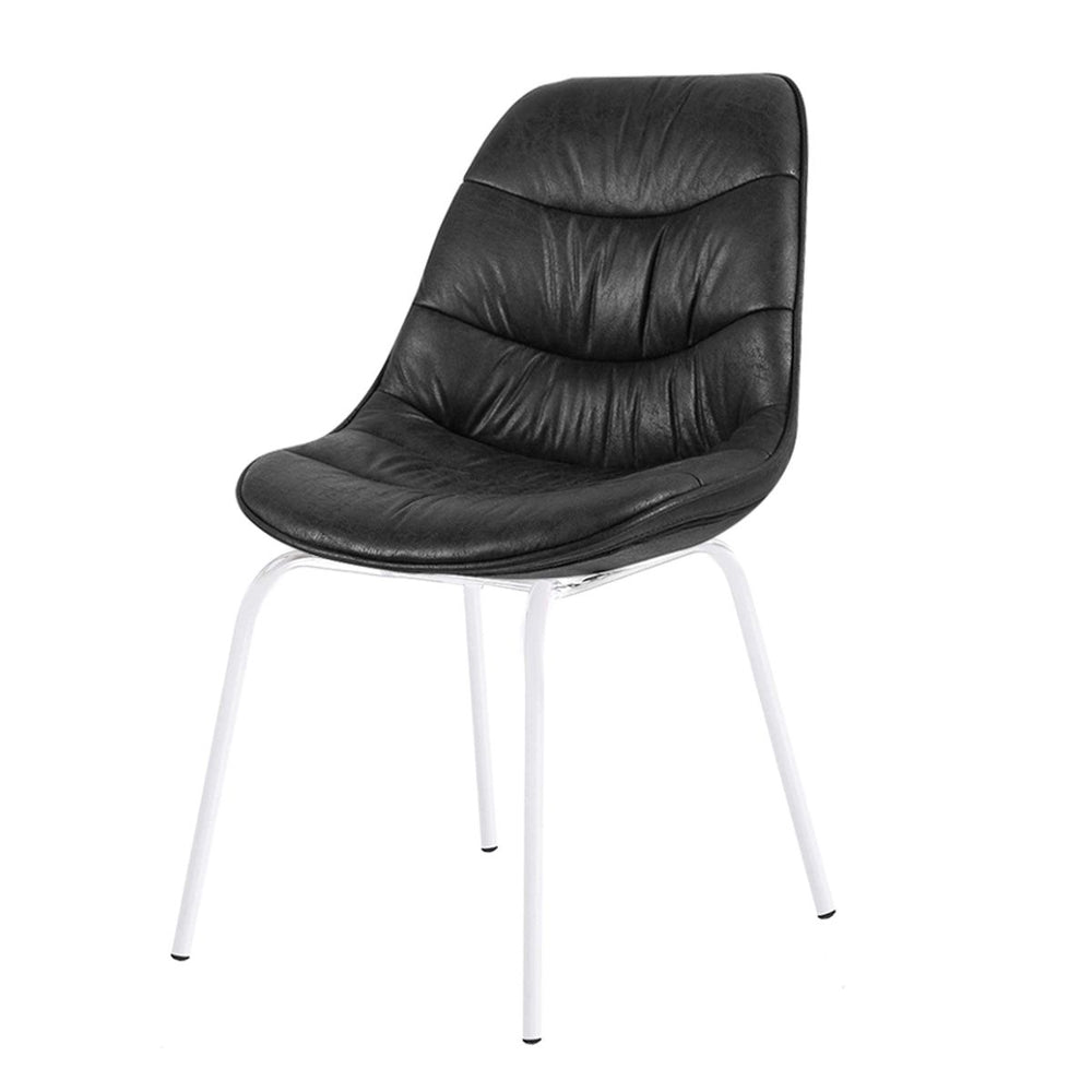 Chaise noire pied métal blanc BILLY