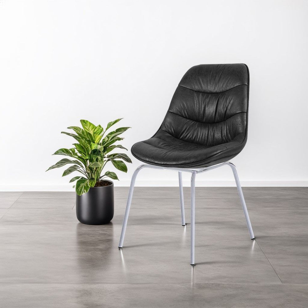Chaise noire pied métal gris BILLY