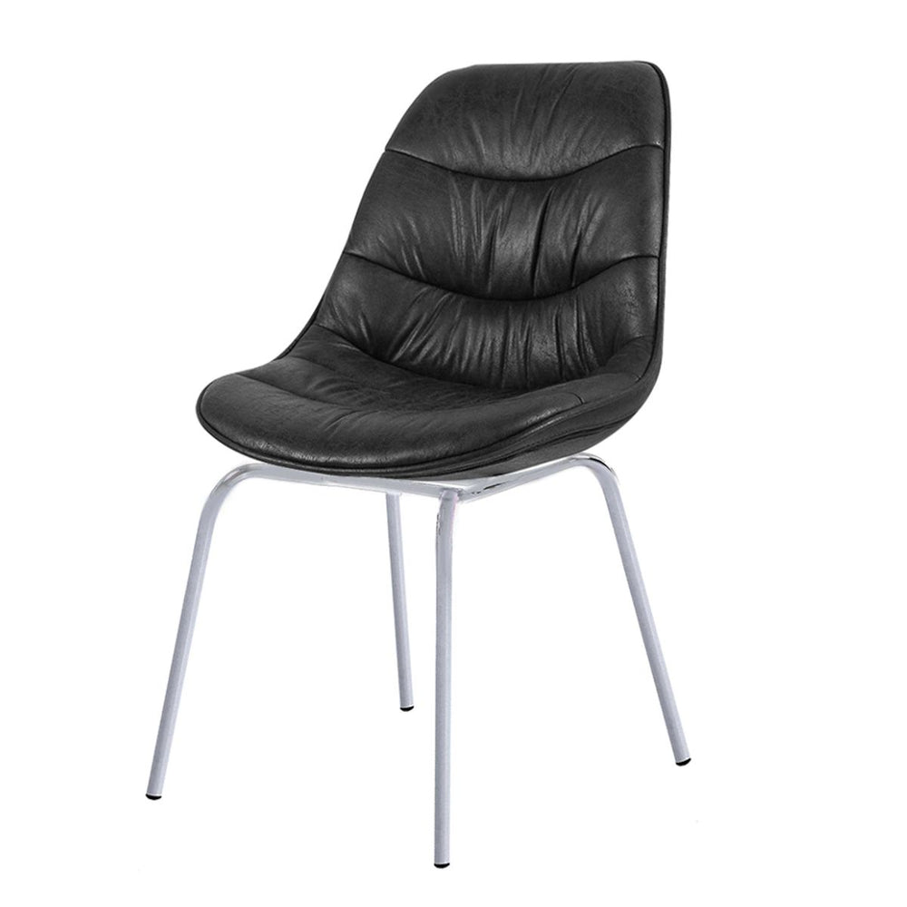 Chaise noire pied métal gris BILLY