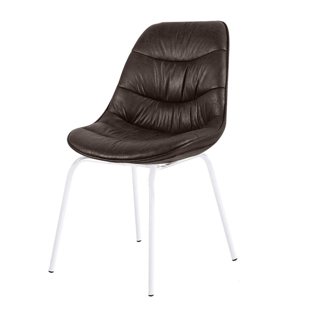 Chaise marron pied métal blanc BILLY