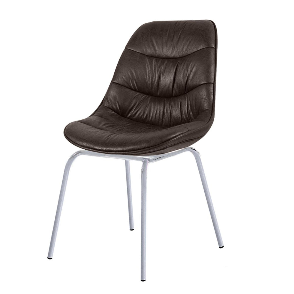 Chaise marron pied métal gris BILLY