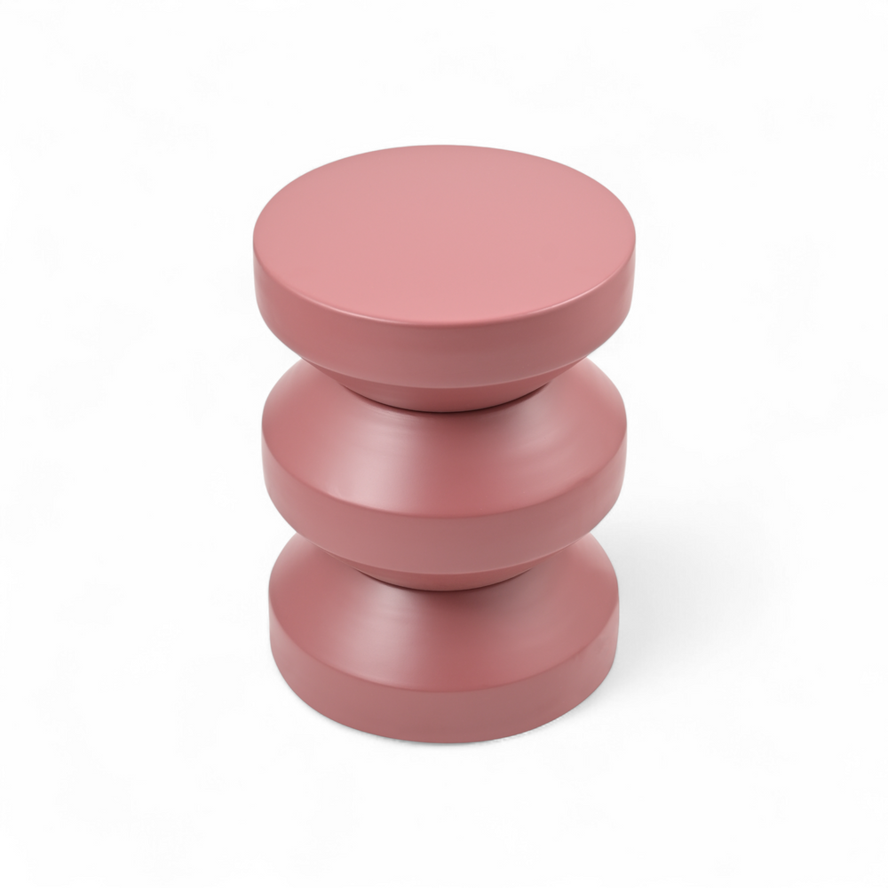 Bout de canapé rond en métal framboise