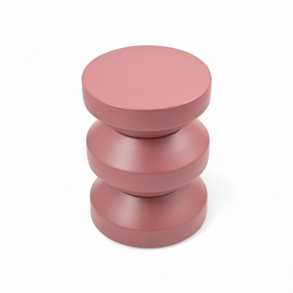 Bout de canapé rond en métal framboise
