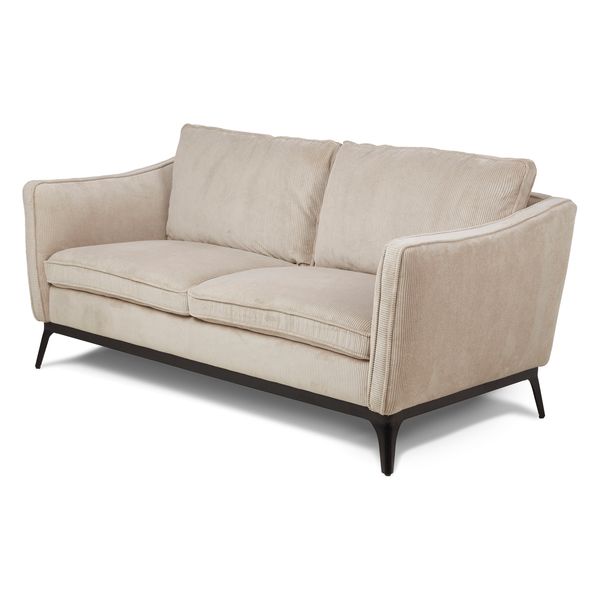 Canapé 2 places velours côtelé beige Cleo