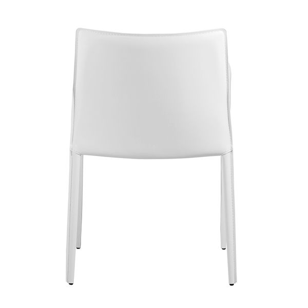 Chaise accoudoirs cuir blanc Solène