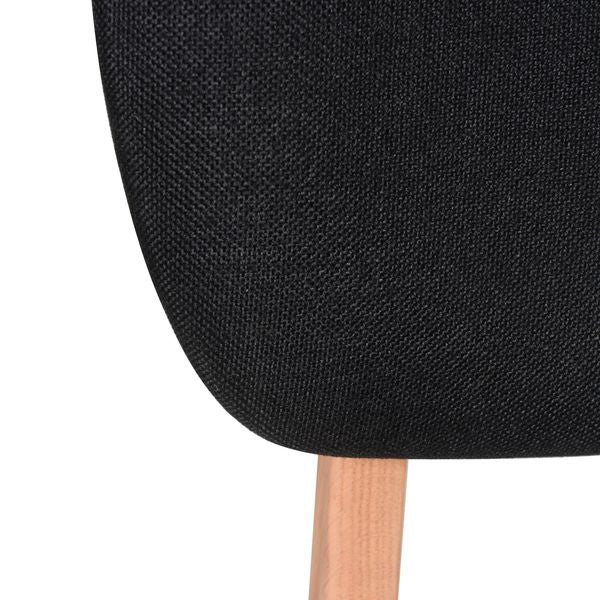 Chaise plan de travail  bandeau en tissu noir et pieds chêne Hana