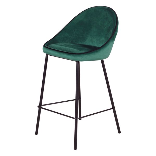 Chaise plan de travail design velours vert canard h 65cm Maya
