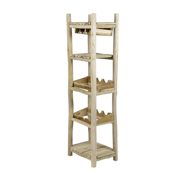 Porte-bouteilles style chalet en teck 4 niches Noldor