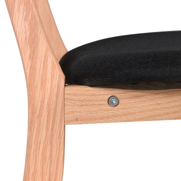 Chaise plan de travail  bandeau en tissu noir et pieds chêne Hana