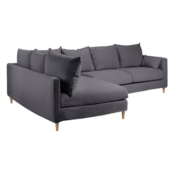 Canapé d'angle tissu recyclé anthracite - Angle gauche Figari
