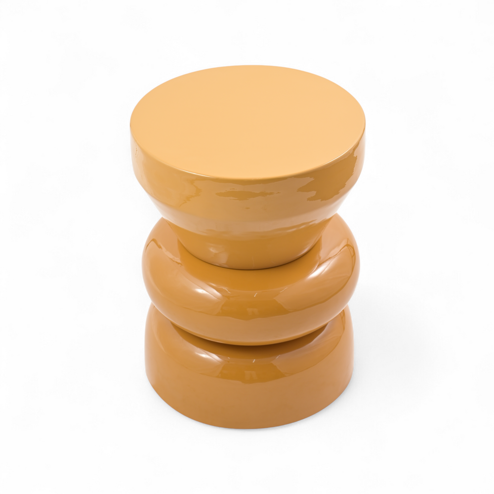 Bout de canapé rond émail bi-color bronze