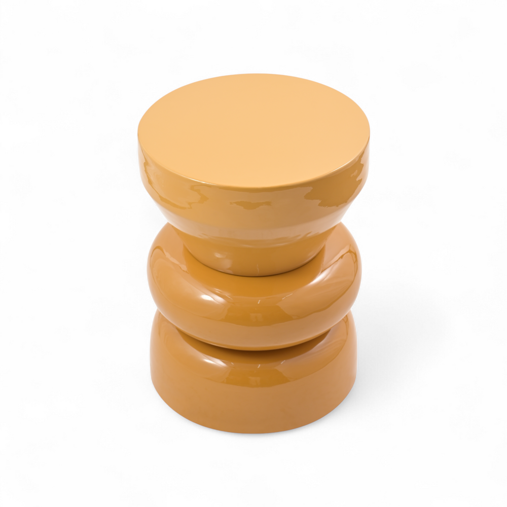 Bout de canapé rond émail bi-color bronze
